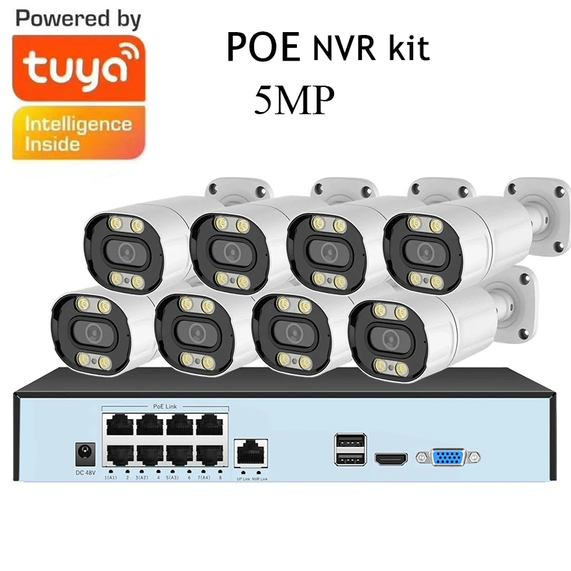 Tuya Smart Life 8CH 4K 8MP 5MP 4/6/8 كاميرا POE On...