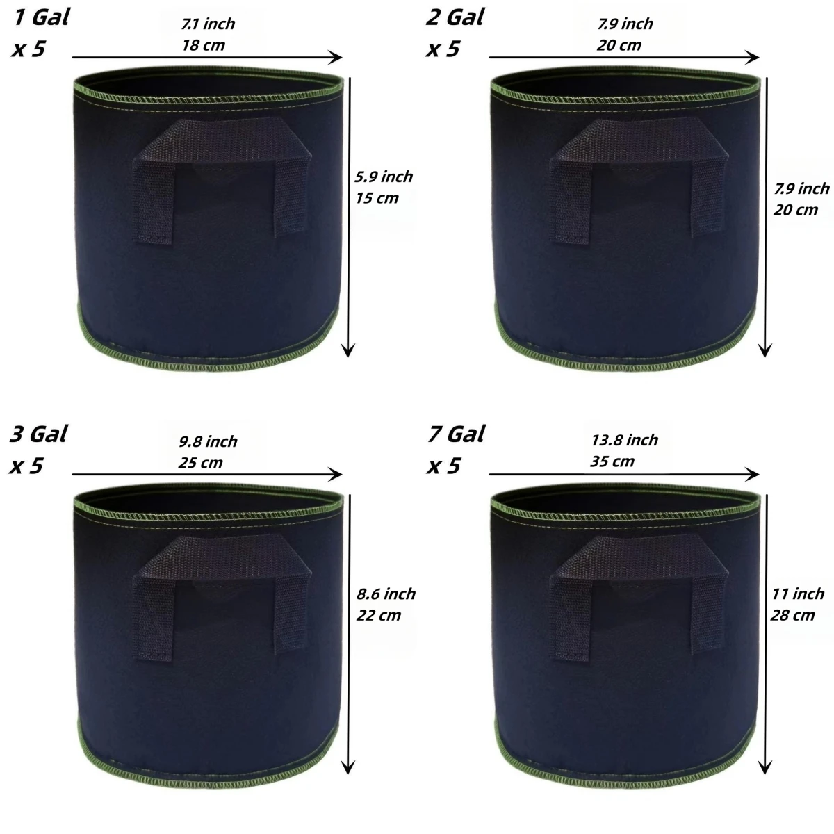 Planting Bags Plant Grow Bags Potato Grow Bags Seedling Planters Felt Grow Bags Mushroom Grow Bags Herbal Grow Bags 5Pcs 1/5/7/10/15/20 Gallon Planting Bucket Planting Bag Seedling Bag Handles Grow Fabric Garden Potato Pots