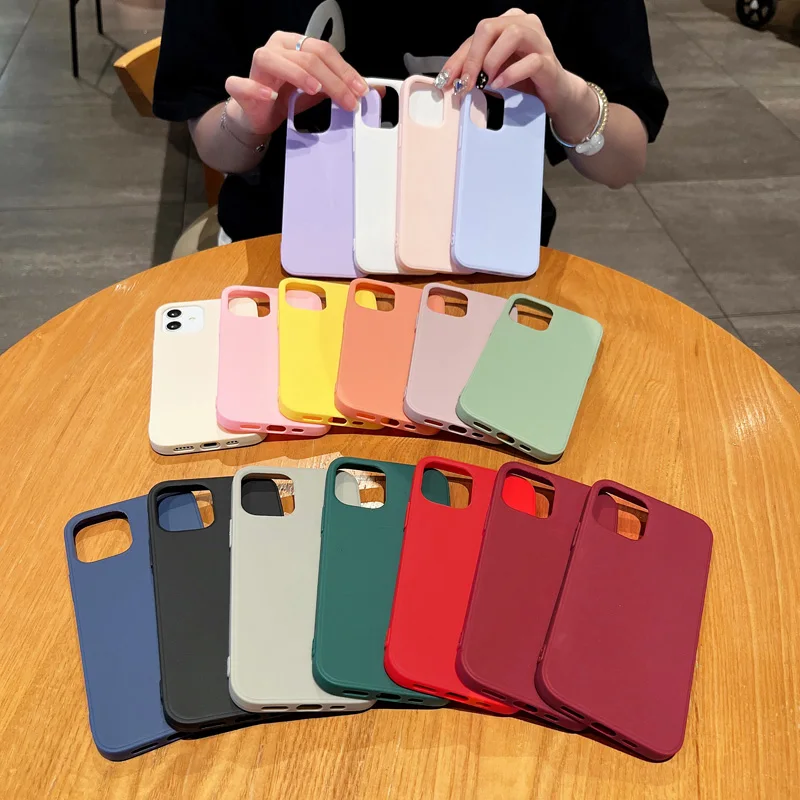 Luxury Soft Silicone Matte Shockproof Phone Case - Solid Color Cover