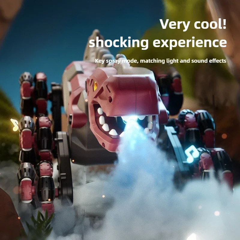 Children Remote Control Dinosaur Toys 2.4G RC Photoelectric Spray Stunt Drift Off-road Electric Robot Dogs Gifts Toy for Boys