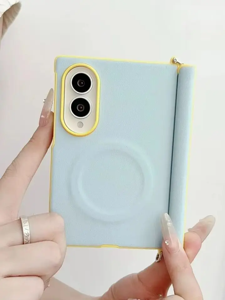 Magnetic Phone Case with Dopamine Color and Hinge Protection - Shockproof Hard Cover