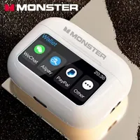 MONSTER Wireless Bluetooth 5.3 Earphones LCD Touch Screen Headphones ANC Noise Reduction Headset Built In HD Mic  Music Earbuds