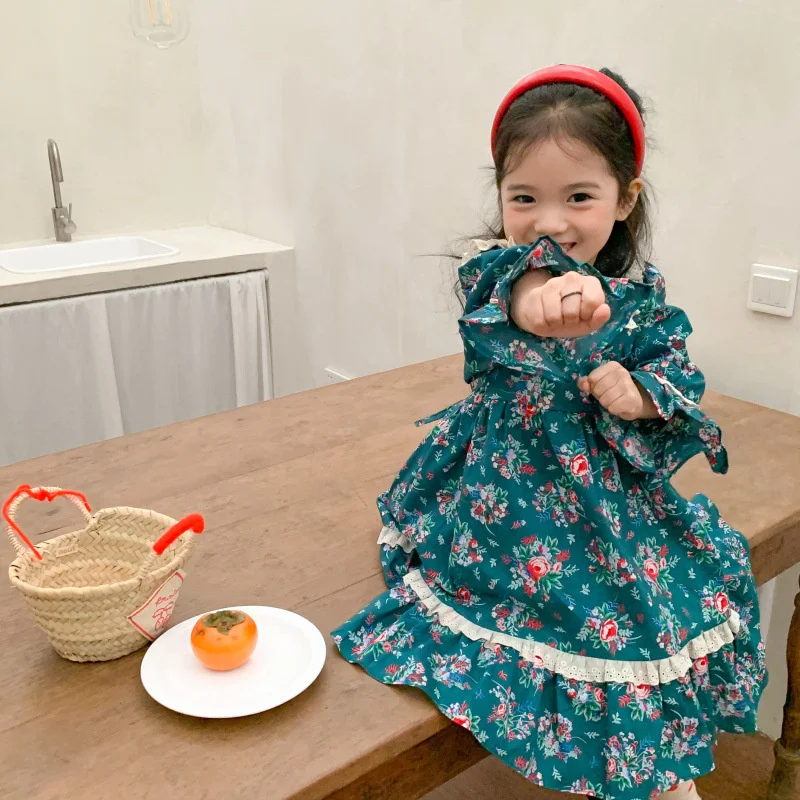 

Girl Dress Kids Baby Party Evening Gown Cotton 2022 Send Bib Thicken Winter Autumn Cotton Flower Girl Dress Vestido Robe Fille C