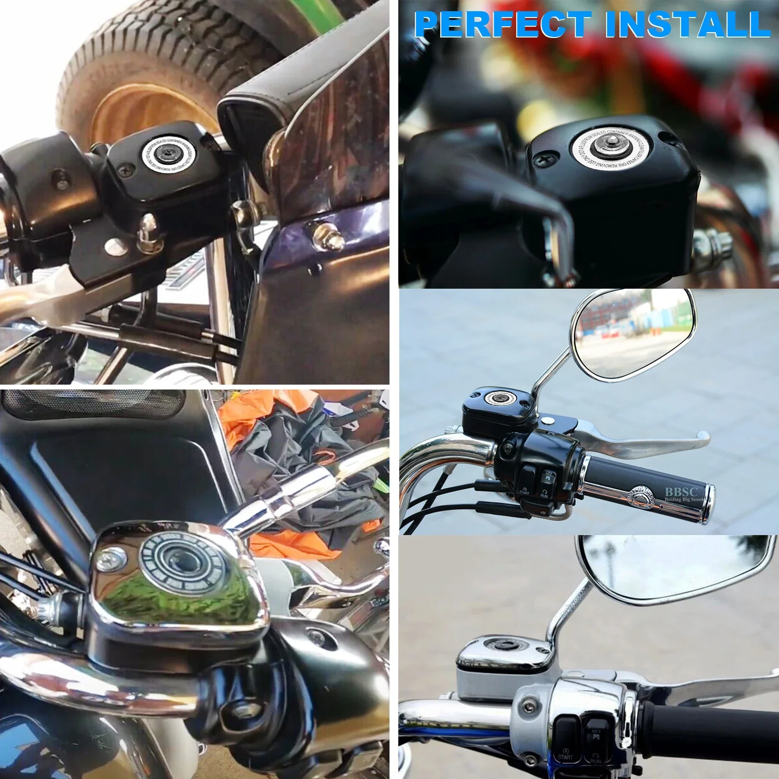 マスターシリンダー用ブレーキカバー,ブラック,クローム,ハーレー