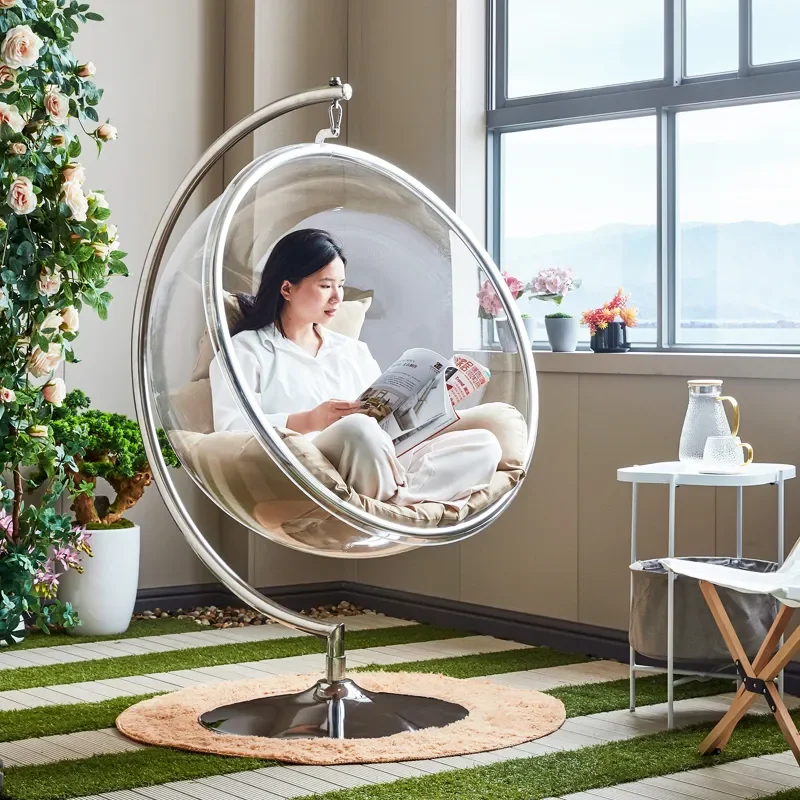 

Net Red Transparent Bubble Hemispheric Acrylic Basket Indoor Outdoor Balcony Courtyard Plastic Space Swing Hanging Chair