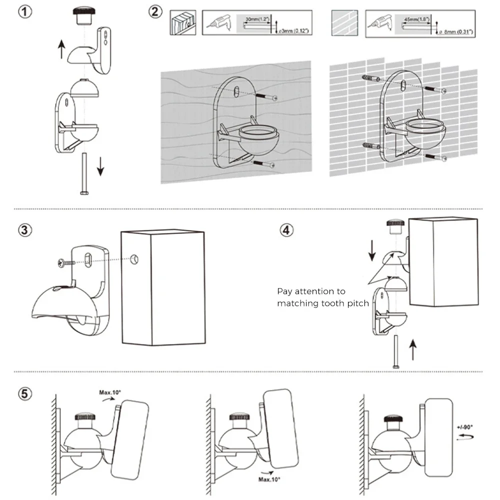 Logitech, ajustável Swivel Stands Grampos, Home Theater,
