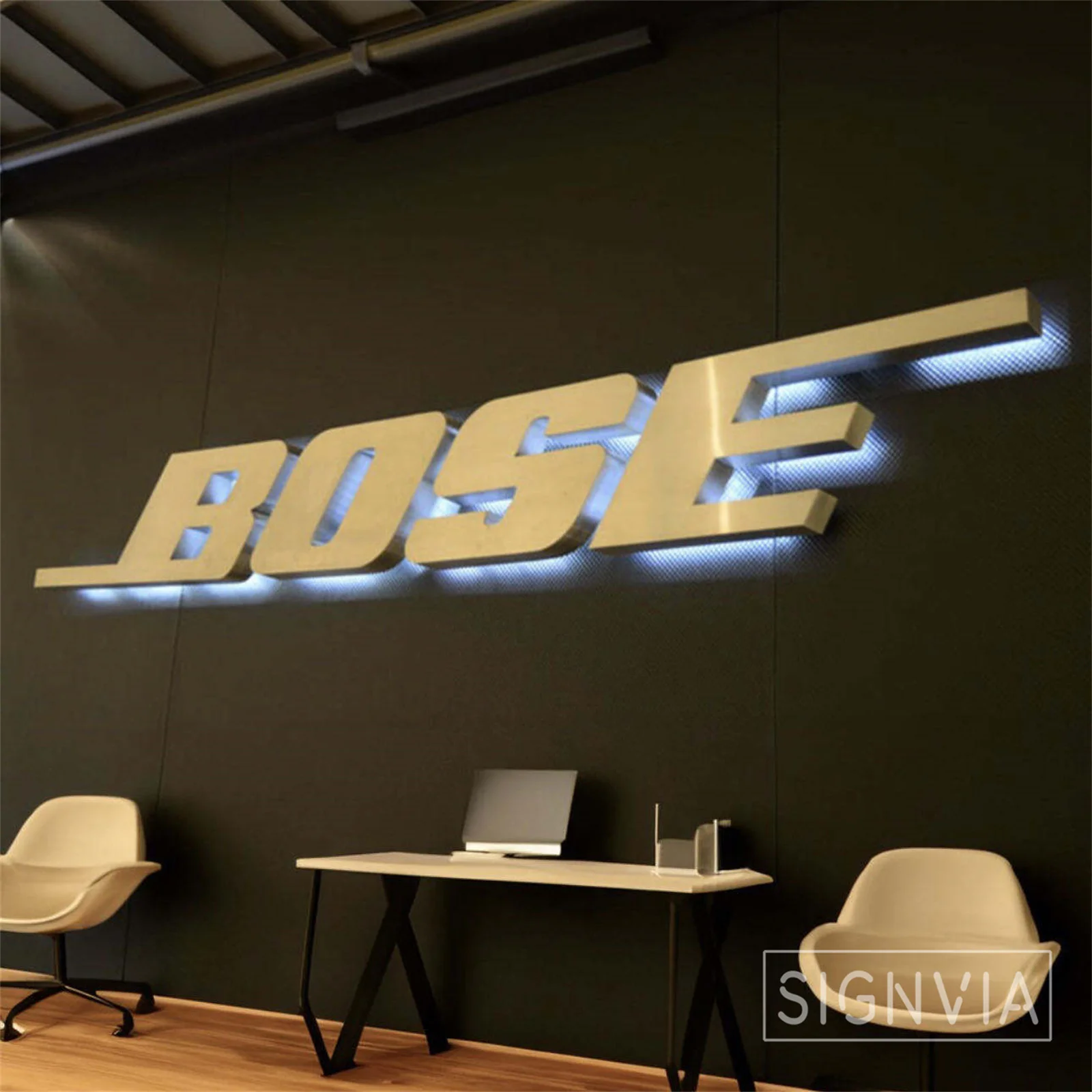 

Indoor And Outdoor White Metal 3D Letter Signs Advertising Night Backlight Waterproof LED Custom Light Character Company Logo