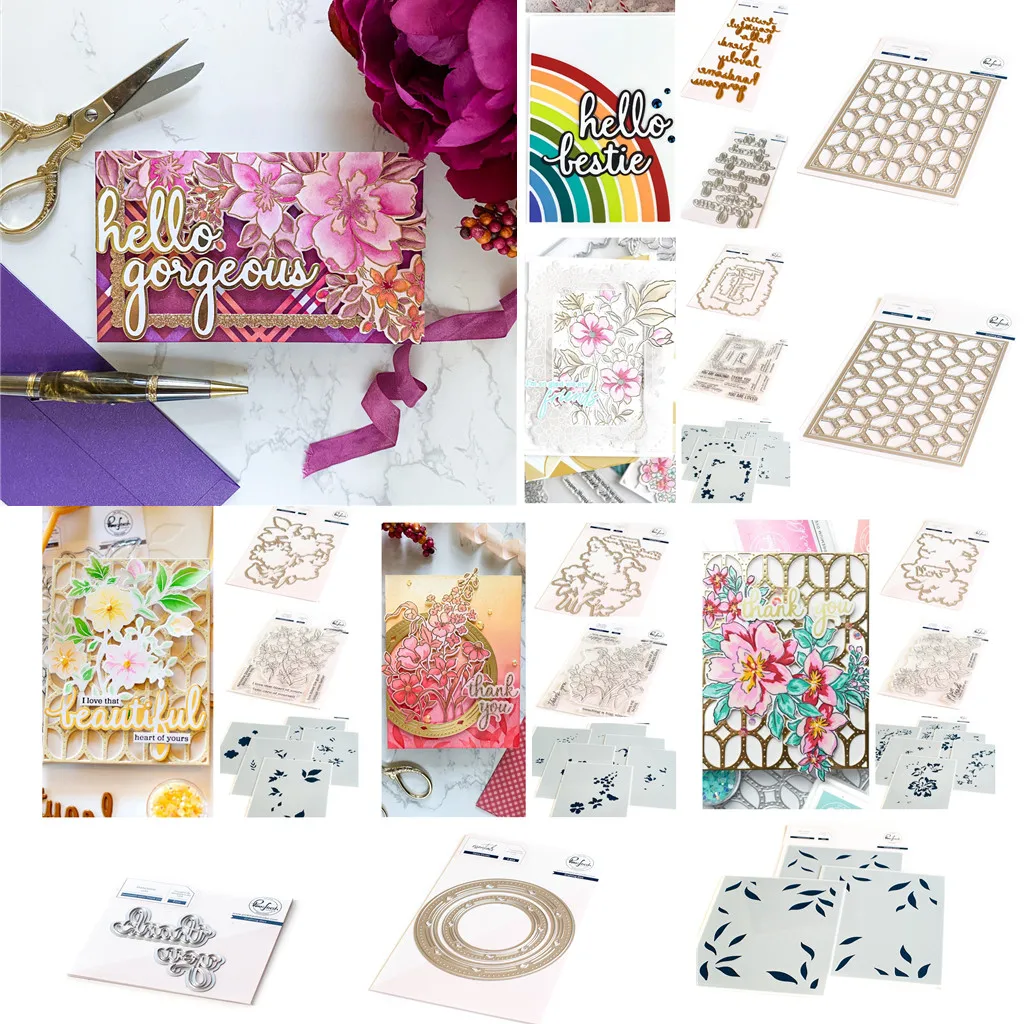 

2022 August Releaes New Beautiful Floral Clear Stamps Metal Cutting Die Hot foil Stencil Scrapbooking DIY Craft Cut Card Paper