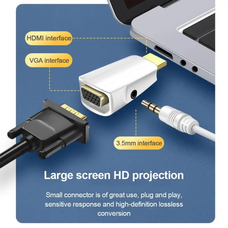 3.5 Mm Jack Audio Adaptateur Convertisseur Hdmi Vers Vga - Câbles vidéo -  Achat & prix