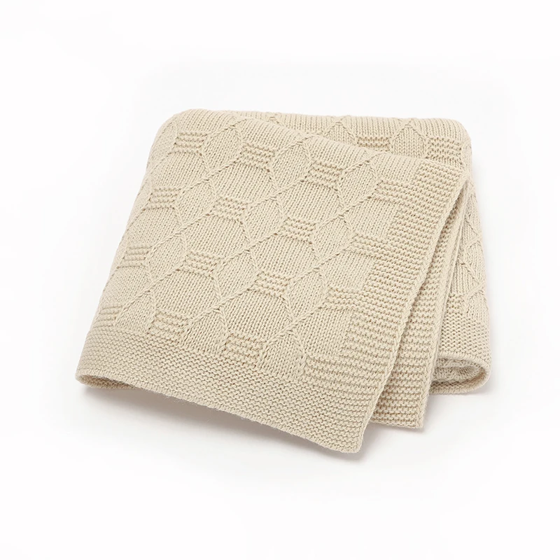

Newborn Baby Blankets Knit Solid Quilt Stroller Swaddle Soft Covers 90*70CM Plaid Sleepsack Breathable Infant Girls Boys Bedding
