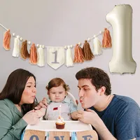 Happy Birthday Banner Handmade One Year Baby Banner Birthday Party Balloon Decoration Supplies Growth Photography Accessories 3