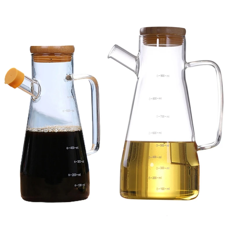 

Transparent Glass Oil Bottle with Handle Scale Heat-resistant High Borosilicate T21C