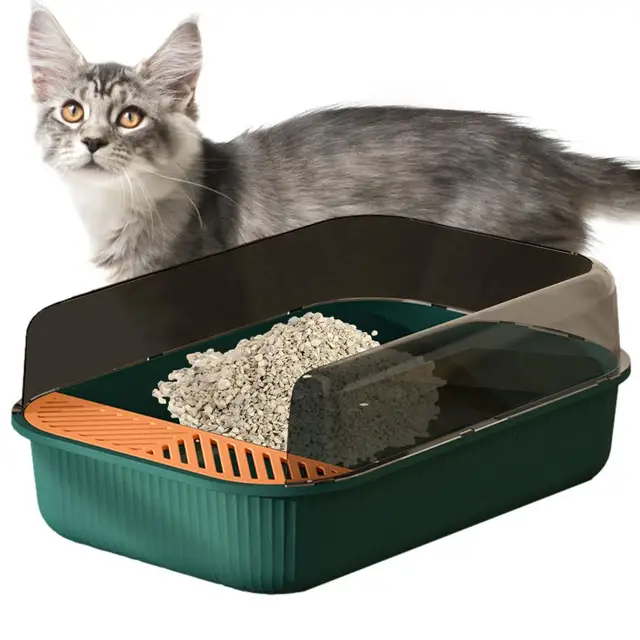 Open Litter Box Semi-Enclosed Sifting Litter Box With High Sides Detachable Shallow  Cat Toilet Prevents Urine And Litter Leakage - AliExpress
