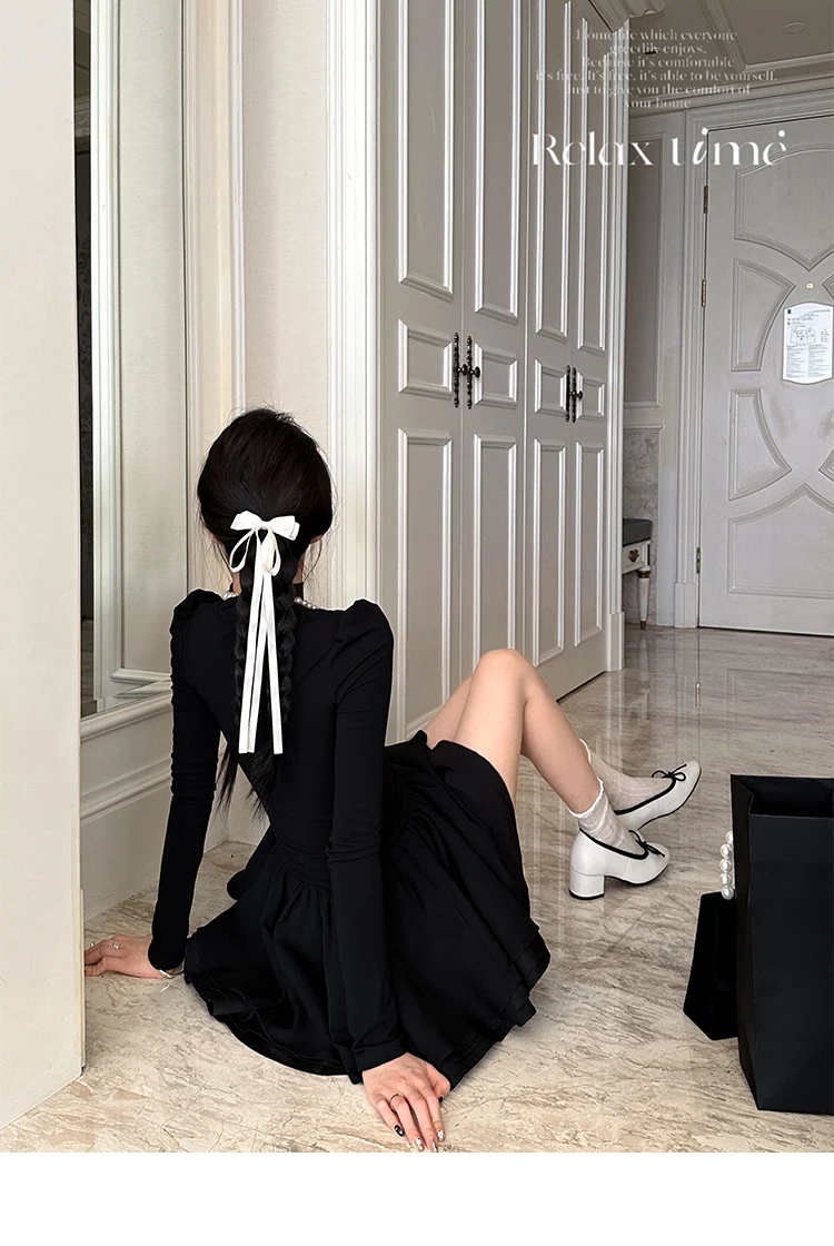 Elegant Solid Knitted Dress Women Long Sleeve Half High Collar A-line Mini Dresses Autumn Winter Birthday Party Vestidos Trend