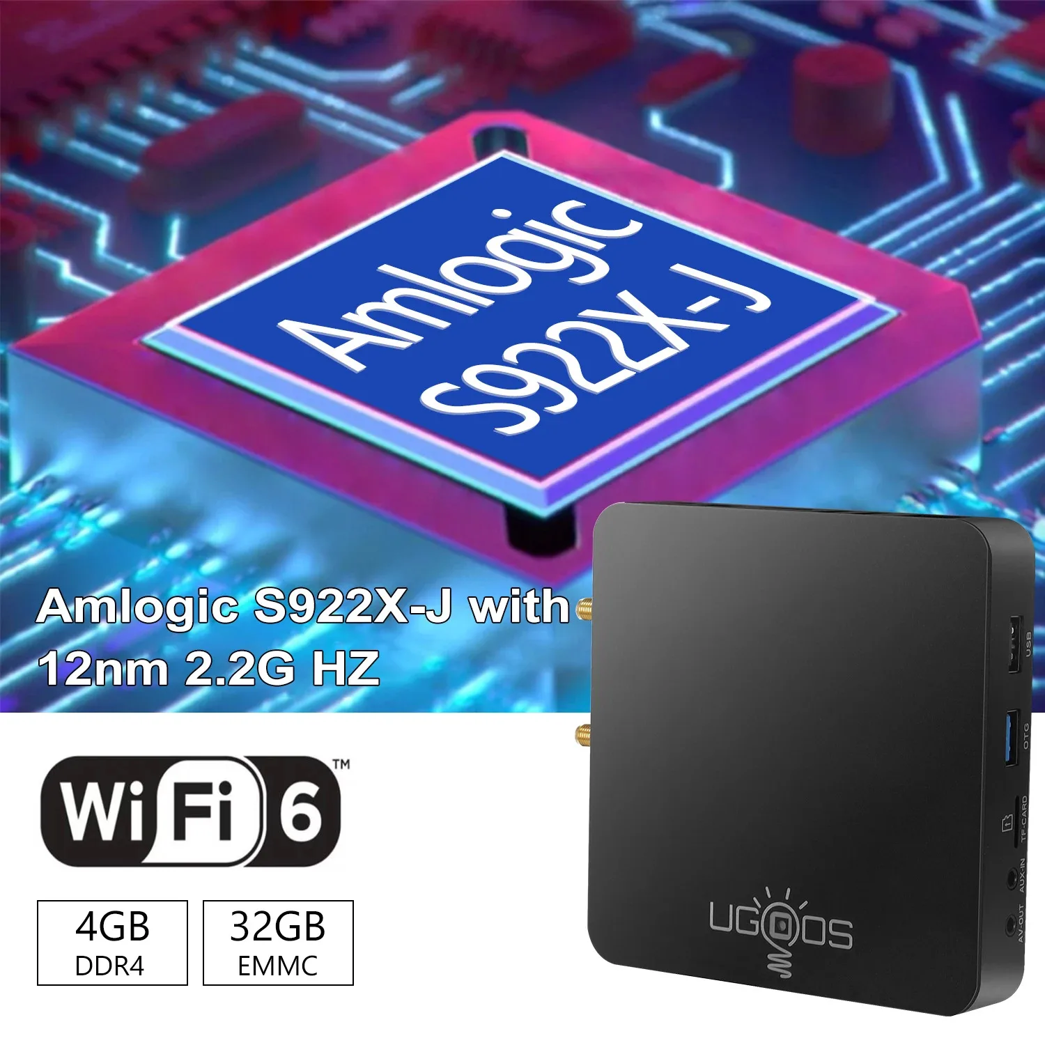 AM6B plus Amlogic S922X-J Android 9 Smart TV Box 4GB DDR4 32GB Wifi 6 1000M BT5.