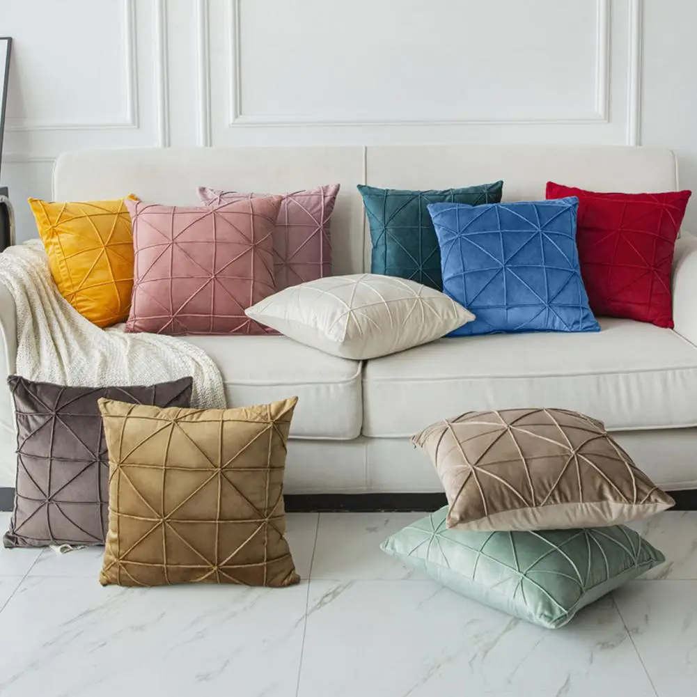 

Throw Pillowcase Washable Soft Solid Color Velvet Cushion Cover Pillow Cover Office Waist Back Cover Sofa Cushion Cover Case