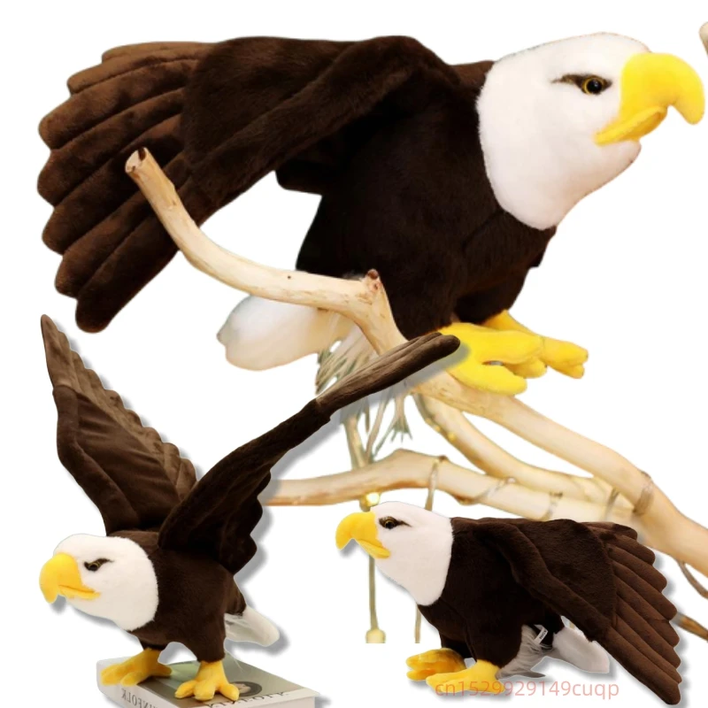 60/90cm Simulation Eagle Plush Doll Lifelike White Head Big Wings