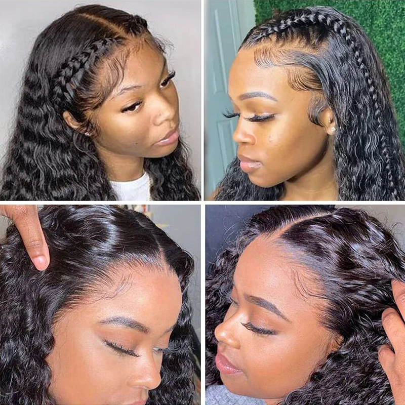 36 Inch Water Wave Deep Wave Human Hair Wig 13x4 13x6 Transparent Lace Front for Women