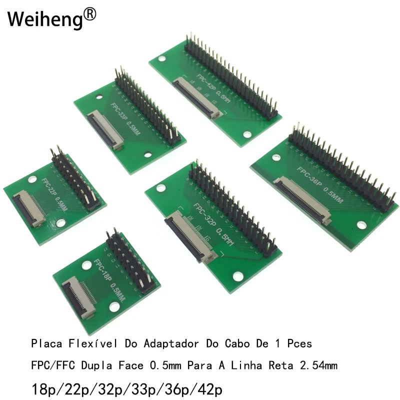 

Placa Flexível Adaptador Do Cabo De 1 Pces FPC/FFC Dupla Face 0.5mm Para A Linha Reta 2.54mm 18p/22p/32p/33p/36p/42p