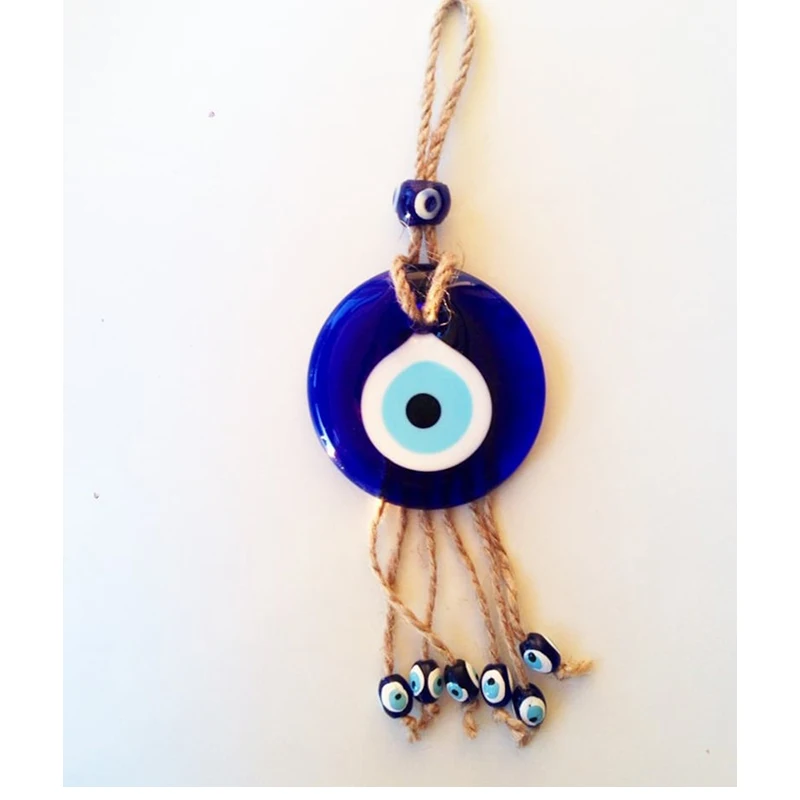 Evil Eye Wall Hanging Lucky Eye Glass Evil Eye Gifts Turkish Eye Nazar House Protection Macrame Decor Rearview Mirror Pendant 6