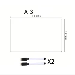 Magnetic Dry Erase Board Sheet for Refrigerator - Flexible Kitchen Whiteboard Memo & Grocery List Organizer (A3 With 2 Pens)