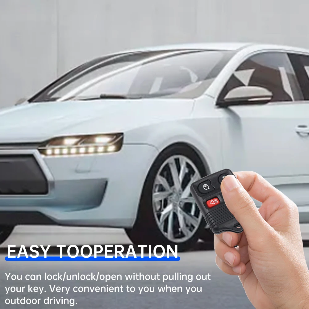 2pcs Lightweight 4 Button Remote Control Keyless Entry Black Easy Use Hanging Hole Decorative Removable Car Key Fob Replacement