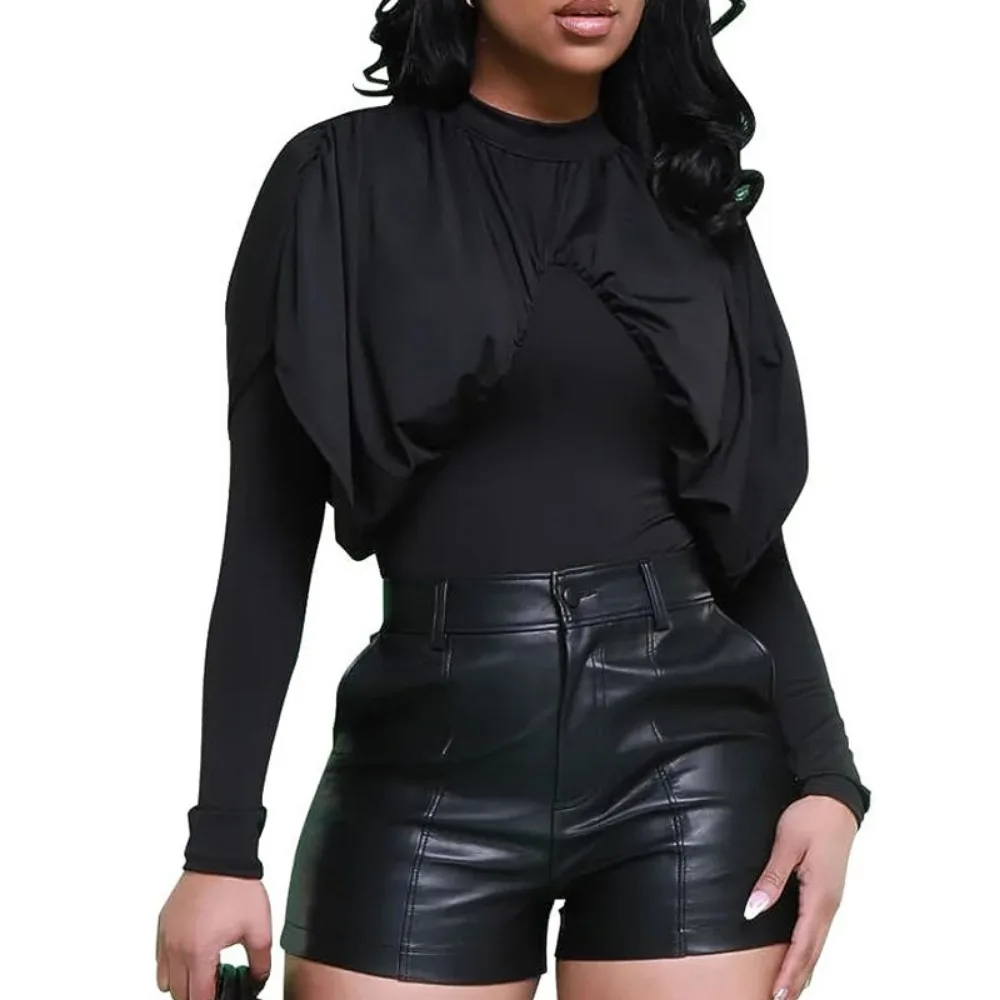 Women's Faux Leather Shorts Sexy High Waist Black PU Leather Shorts Fashion Tight Hip Pants for Female Gifts