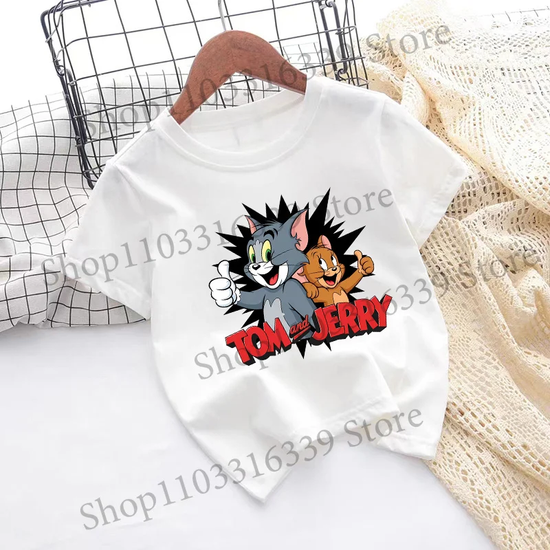 Children's Tom and Jerry Short Sleeve Casual Summer T-Shirt - Fashionable Birthday Gift