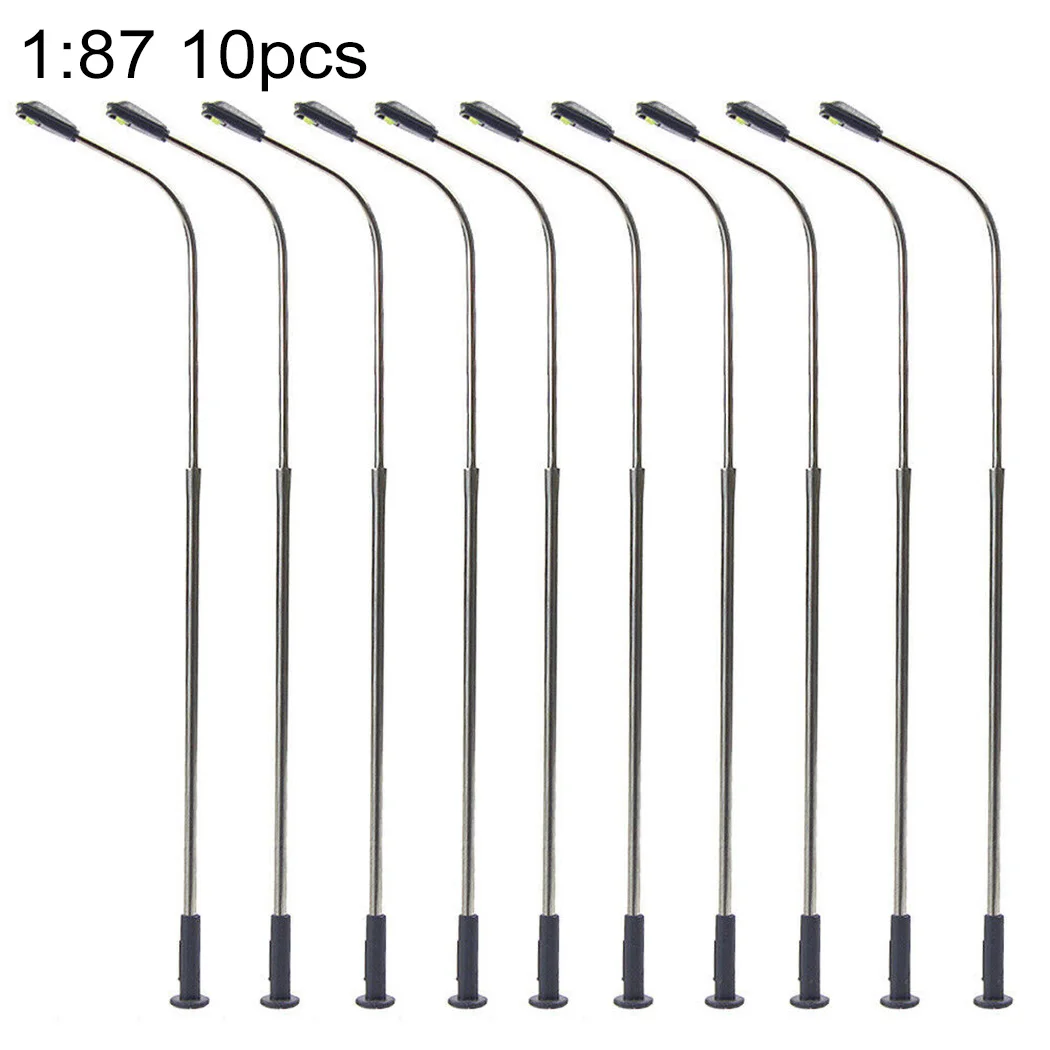 10Pcs Modell Eisenbahn Warm Weiß HO Skala Lampen Post 1:87 Straße Licht Einzigen Kopf Lampen Straße Park Layout Landschaft zubehör