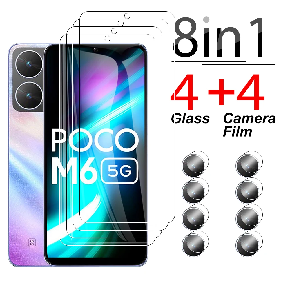 

8in1 High definition Lens Screen Protector For Xiaomi Poco M6 5G Pocco M 6 6M 6.74 inches Anti-scratch protective glass