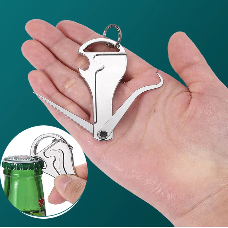

2 in 1 Steel Folding Toothpick Tooth Picker Multifunctional Bottle Opener Anti-plug Pick Carry-on Teeth Cleaning Tool
