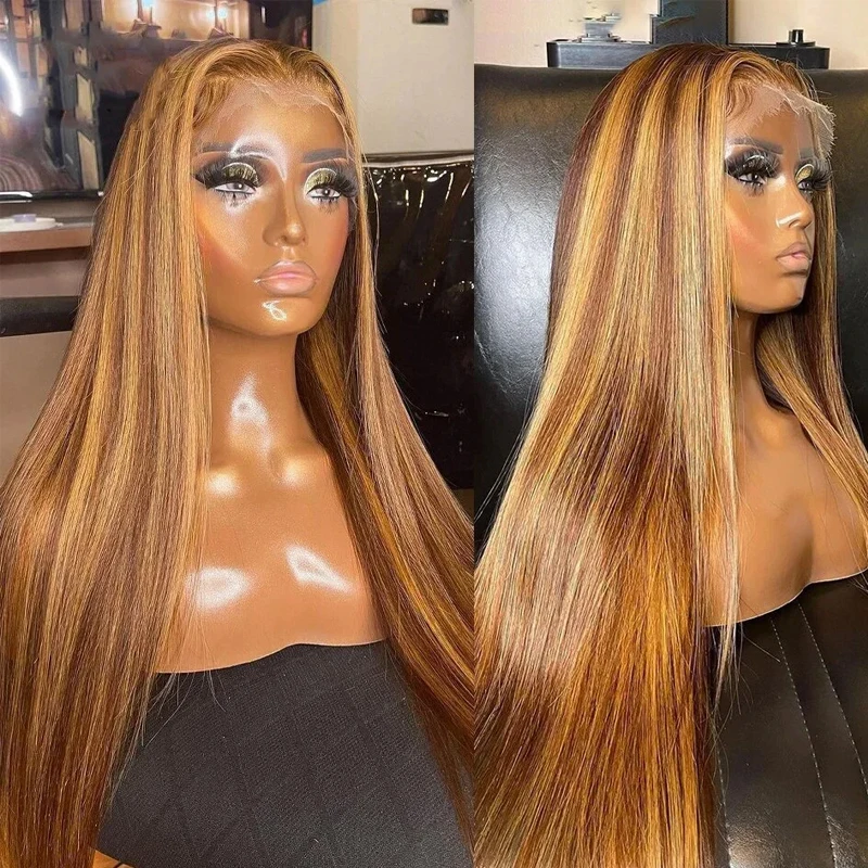 Human Hair Wig Lace Front Ombre Straight Brazilian Colored