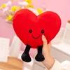 Heart Pillow Smiling Face with Legs Red Pink White Colors Say Love Small Cushion Home Decor Present 3