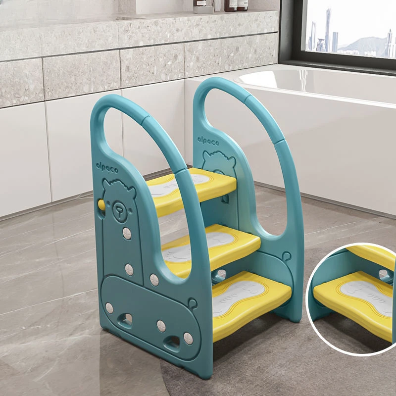 Kids Step Stool with Safety Handles, Anti-Slip Bathroom Ladder for Toddlers, Adjustable Toilet Training Stool Pedal