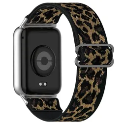 Resilien Nylon Loop Strap - Adjustable and Replaceable Wristband Bracelet for Redmi Watch6- 5 - 4 (Leopard Print)