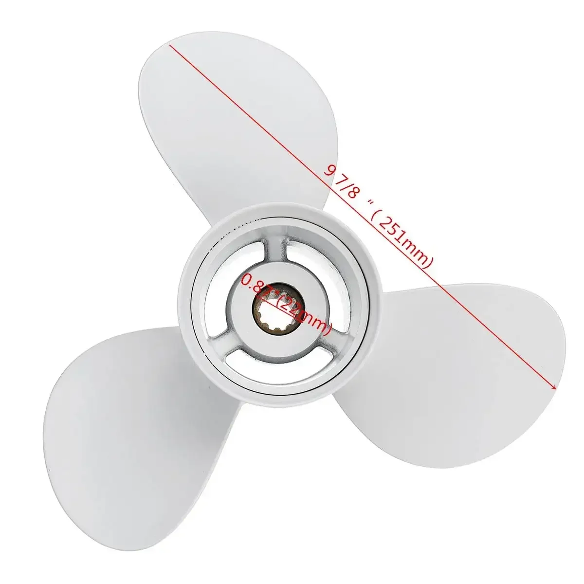 

Aluminum Boat Outboard Propeller White 10 Spline Tooth 3 Blades R Rotation For Yamaha 20-30HP 664-45952-00-EL 9 7/8 x 14