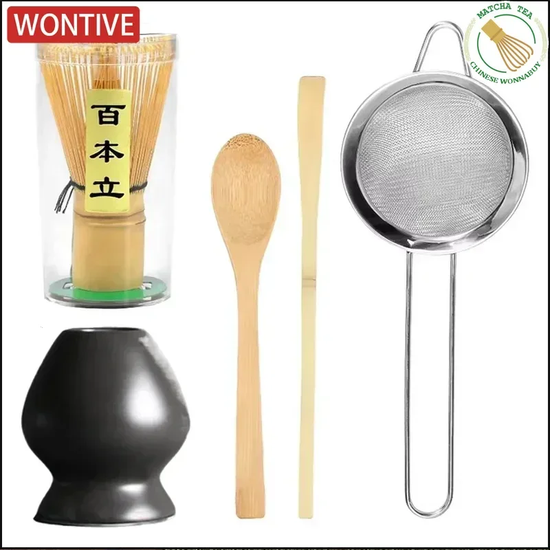 5Pcs Japanese Matcha Tea Set for Beginners Matcha Making Starter Kit with Matcha Whisk Tea Scoop Whisk Holder for kitchen