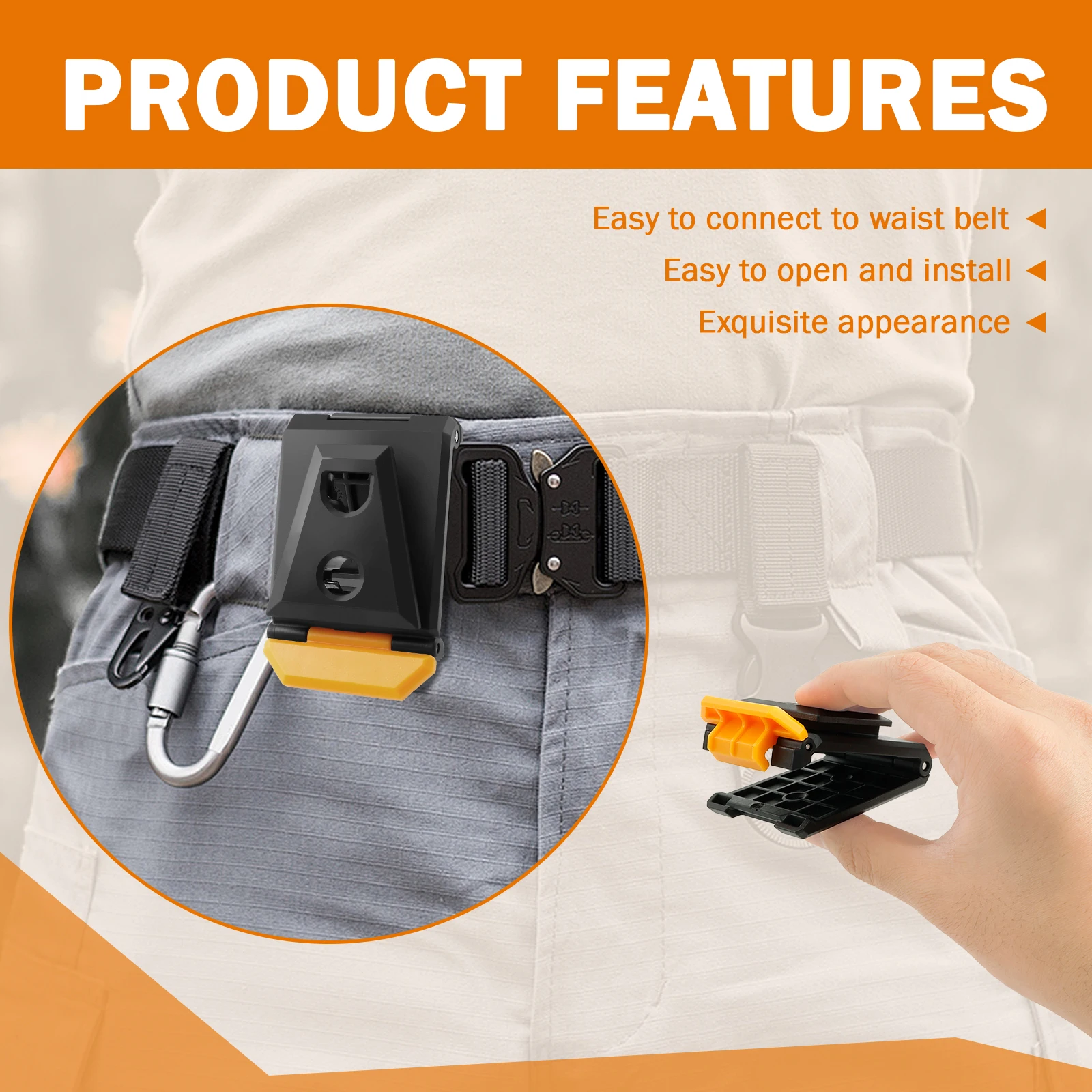 6Pcs Tool Belt Clip ABS Tool Belt Buckle Fast Put On and Release Tape Measuring Clip Stable Waist Pouch Clasp for Tote Bag