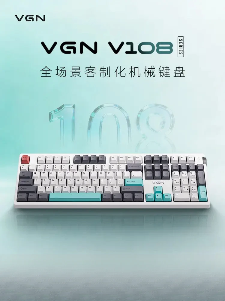 VGN V108 게이밍 키보드 긴 배터리 수명 RGB 무선 맞춤형 트리플 모드 기계식 키보드 PC E-스포츠 액세서리 선물