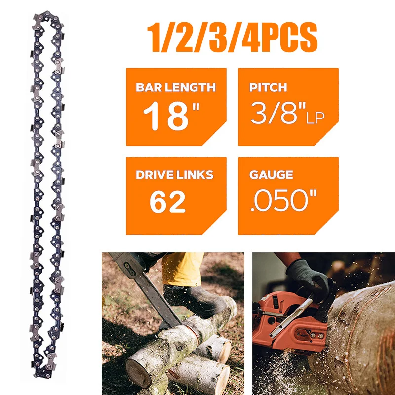 18 Inch Chainsaw Chain 62DL 3/8"LP 0.050" Gauge Chain Saw Blade Replacement Parts For Woodworking Electric Chainsaw Accessories chainsaw chain