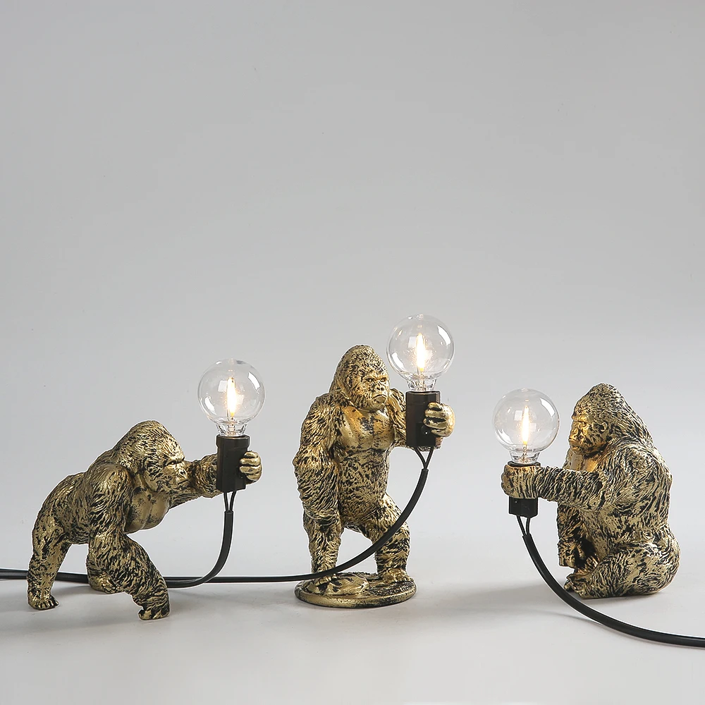 King Kong Gorilla Animal Table Lamp Indoor Resin Decoration Small Night Lamp Creative Crafts Gorilla Table Decor Lamp 4