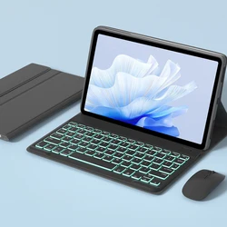 Wireless Bluetooth Keyboard and Mouse Combo with Protective Case for MatePad 10.4 V7 V6 (LED Black)