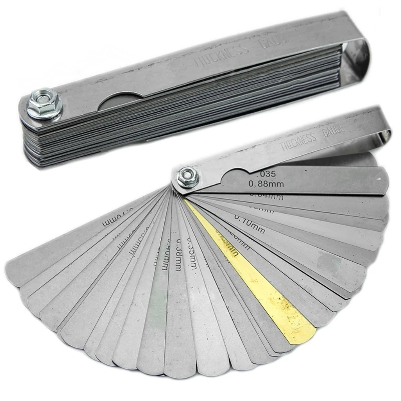 New Feeler Gauge Tune Up Thickness Set 32 Blade Imp/metric With Brass