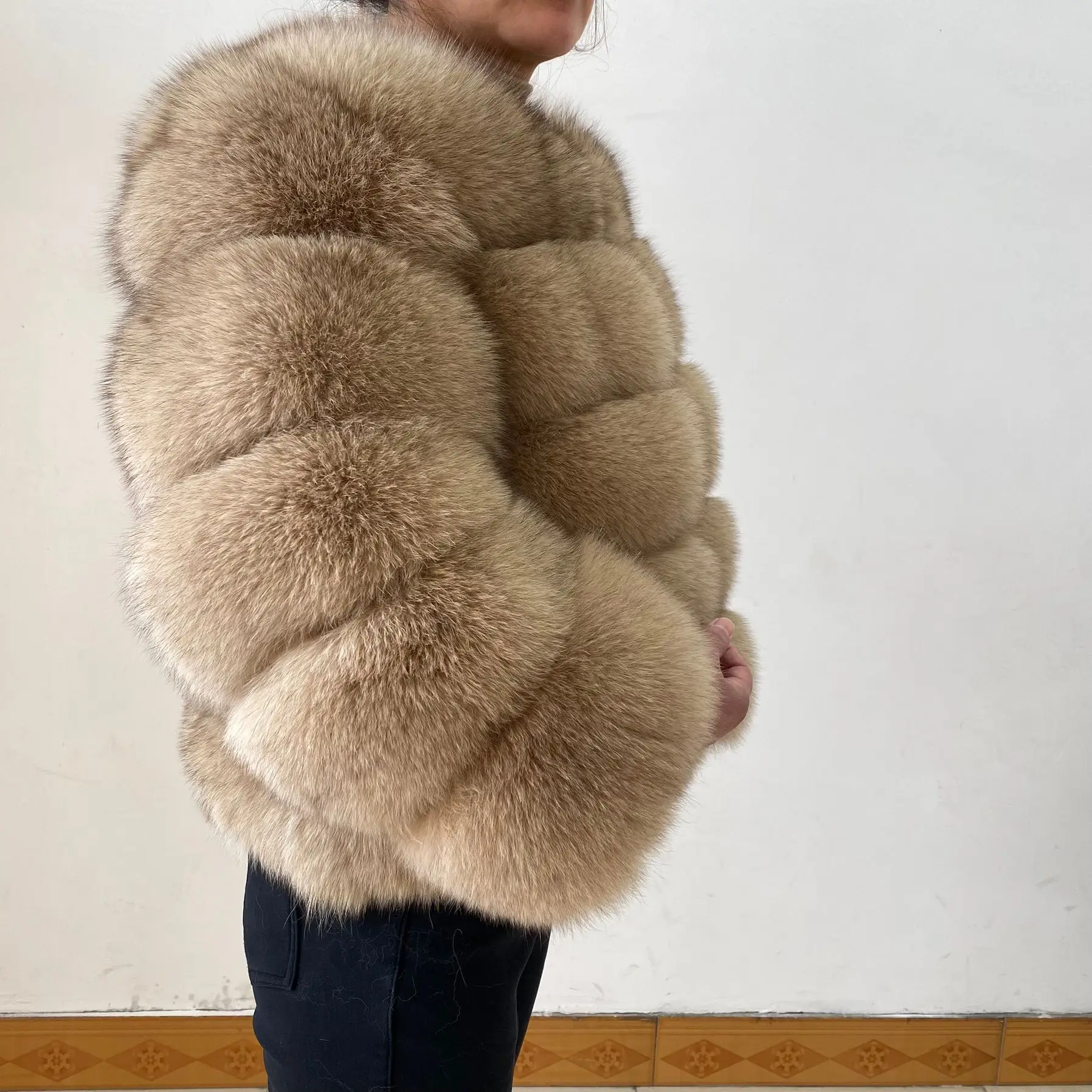 معطف نسائي من الفرو الطبيعي، ملابس خارجية نسائية ع...