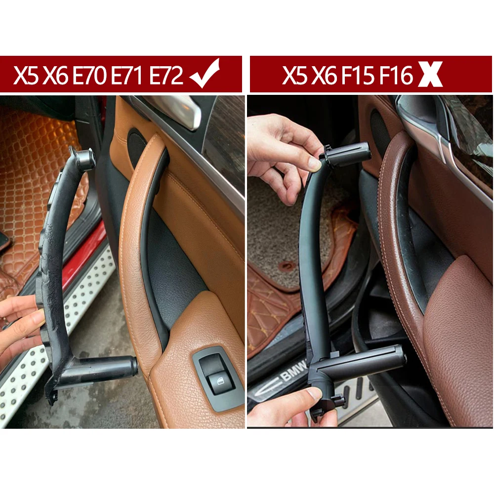 Coprimaniglie Portiera In Pelle Per BMW X5 E53 (2000-2006) - Set Posteriore Nero, 2 Pezzi