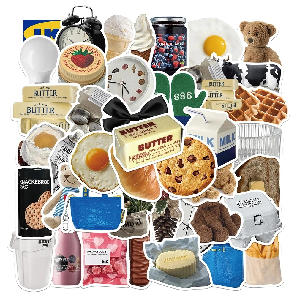 10/30/50pcs Ins Style Cute Stickers Cartoon Milk Food Decals DIY Fridge Phone Suitcase Laptop Notebook Car Wall Sticker Kids Toy