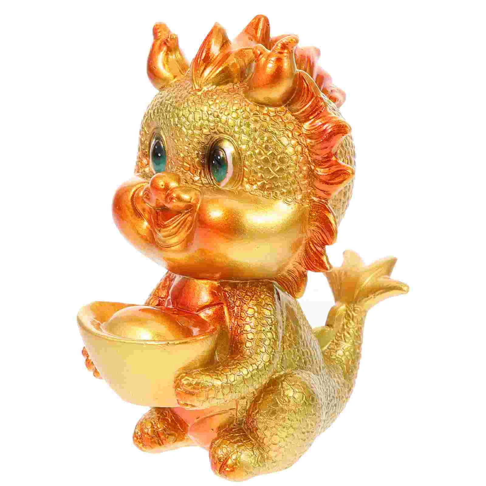 

Chinese Miniature Dragon Resin Figurines 2024 Year Statue Good Fortune Wealth Prosperity Toppers Fairy Garden Car Decor