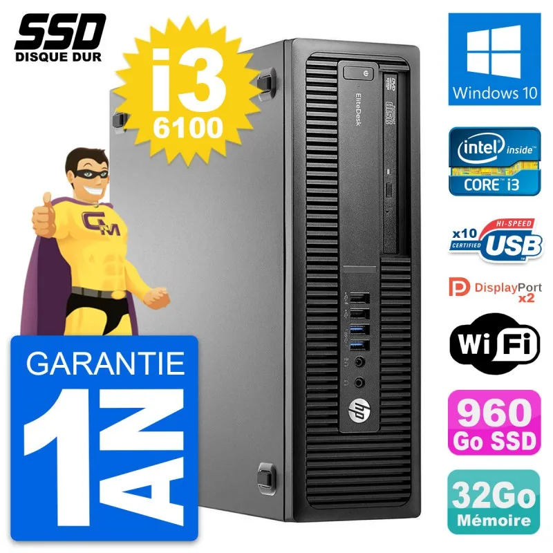 PC HP EliteDesk 800 G2 SFF Intel Core i3 6100 RAM GB SSD 960Go ...