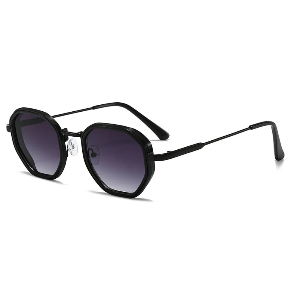 Uv400 Sonnenbrille, leicht, Retro, quadratisch, Farbverlaufsrahmen, Brillen, stilvolle Polygon-Sonnenbrille aus Metall zum Angeln, Wandern – Detail 2