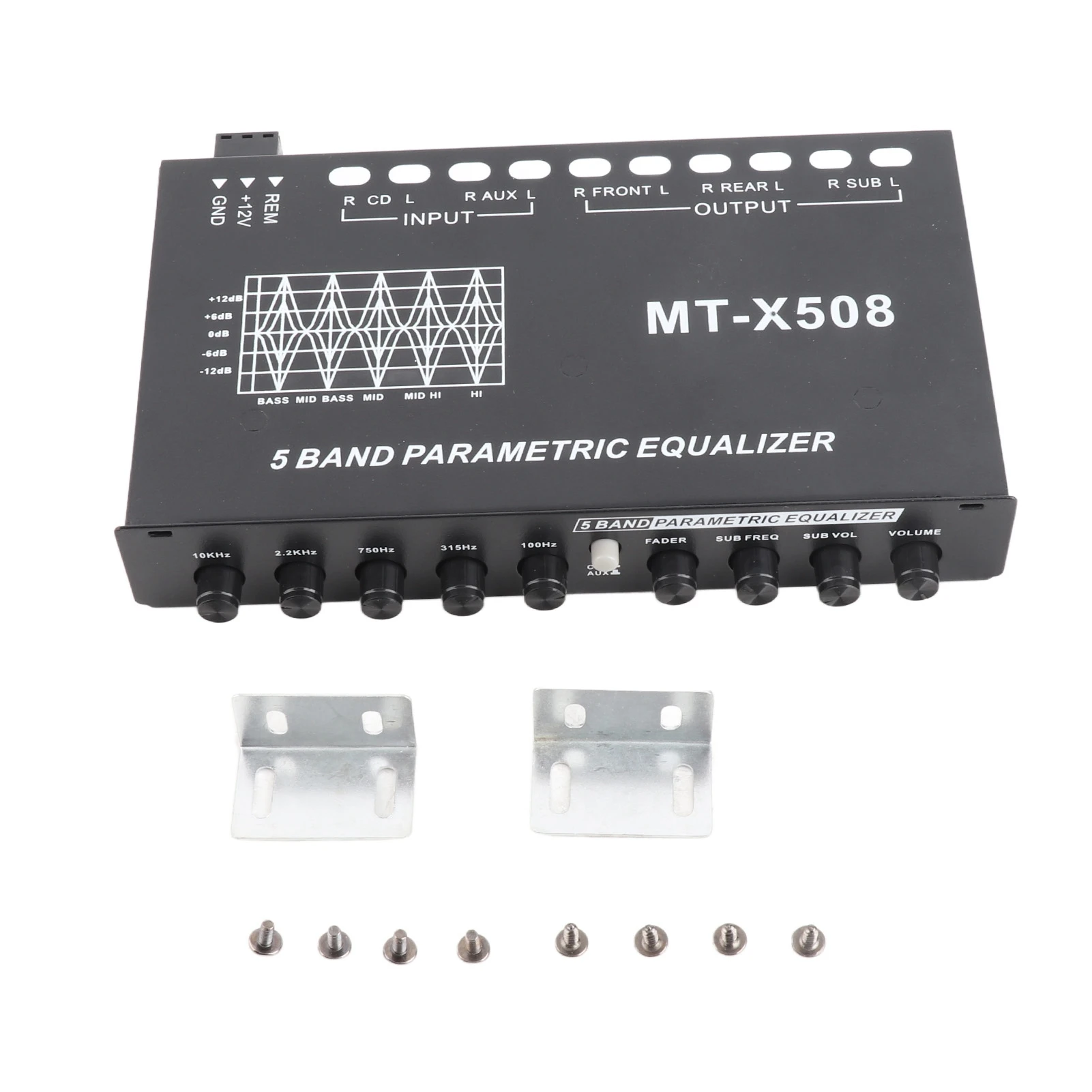 Car Audio Equalizer Adjustable 5 Bands Precise Tuning EQ Tuning Crossover Amplifier Graphic Equalizer